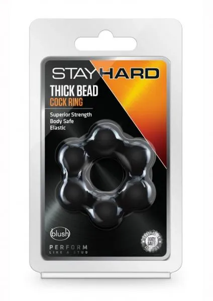 Blush Dildos Stay Hard Thick Bead Cring Blk