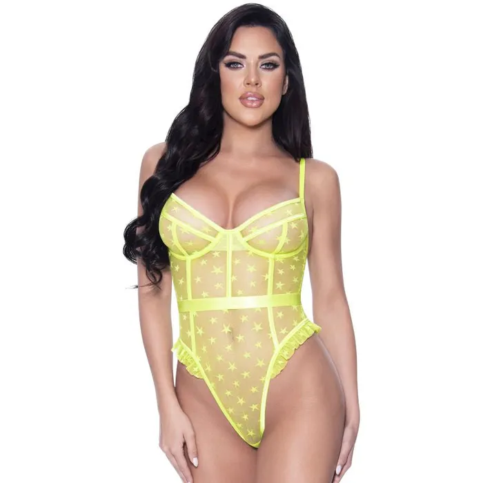 Exposed Vibrators High Leg Star Teddy Lime