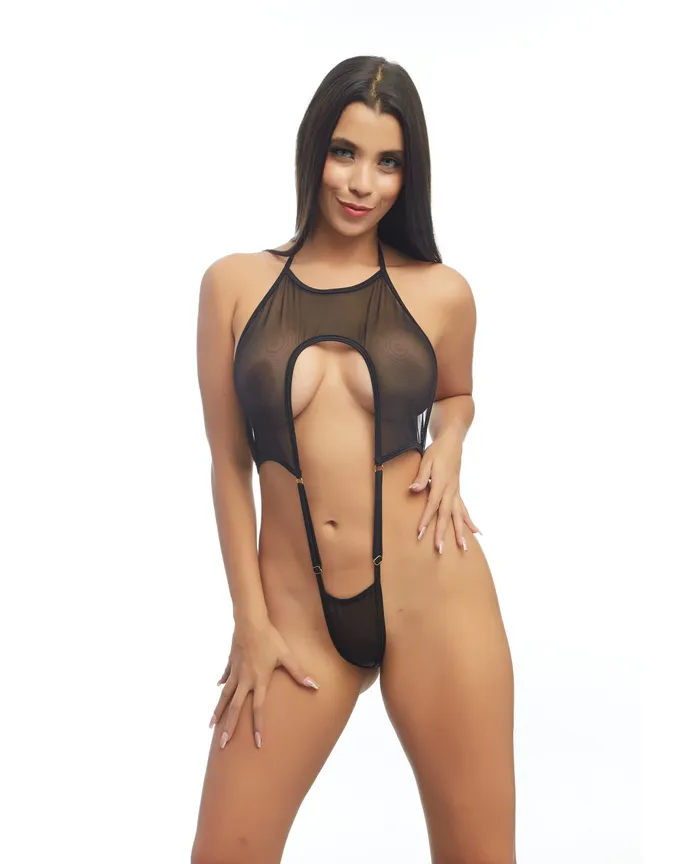 Anal Femme X Halter Bodysuit Black OS Malebasics Corp