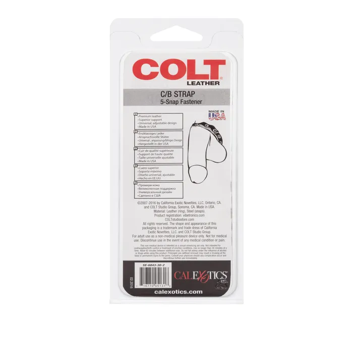 CalExotics Restraints COLT Leather CB Strap 5Snap Fastener