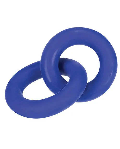Male Sex Toys Blue Ox Designs LLCDba Oxballs Hunky Junk Duo Linked Cock Ball Rings Cobalt