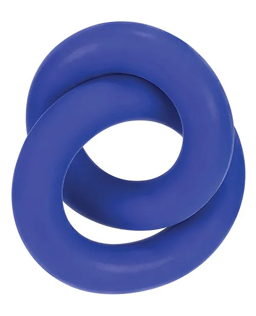 Male Sex Toys Blue Ox Designs LLCDba Oxballs Hunky Junk Duo Linked Cock Ball Rings Cobalt