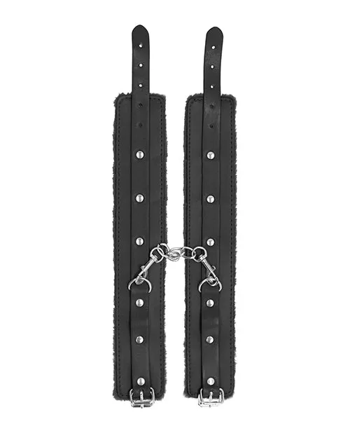 Restraints Shots America LLC Shots Ouch Plush Leather Ankle Cuffs Black