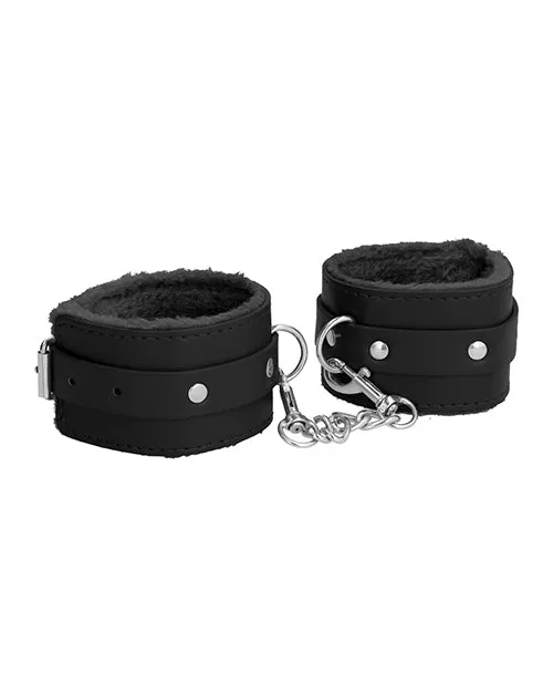 Restraints Shots America LLC Shots Ouch Plush Leather Ankle Cuffs Black
