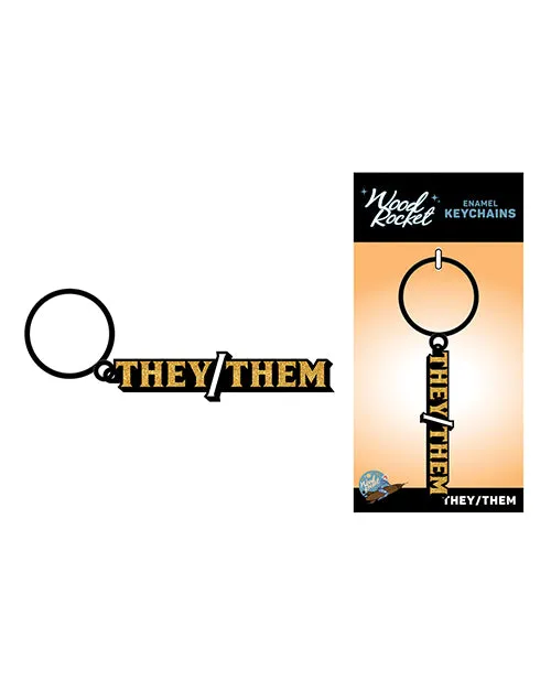 Wood Rocket Theythem Keychain Blackgold Wood Rocket LLC Anal