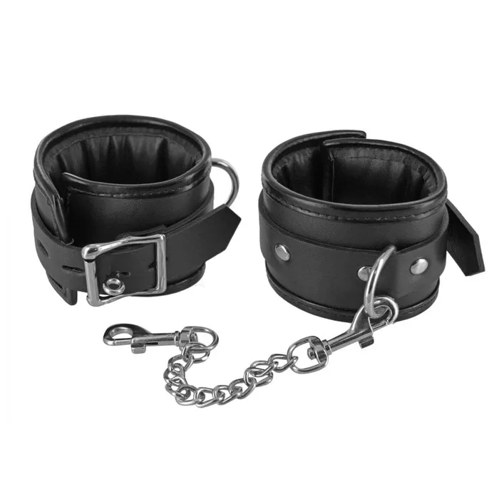 XR Brands Couples Strict Locking Padded Wrist Cuffs with Chain