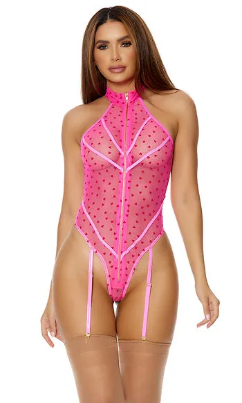 Anal Forplay Velvet Heart High Neck Teddy