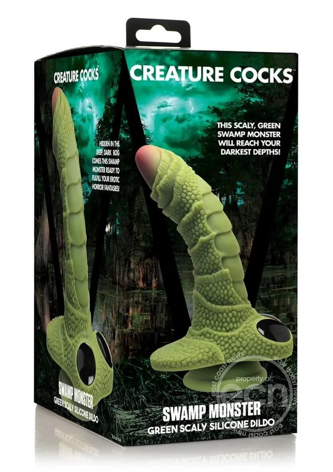 Dildos XR Brands Creature Cocks Swamp Monster Scaly Silicone Dildo GreenBlack Dildos XR Brands Creature Cocks Swamp Monster Scaly Silicone Dildo GreenBlack