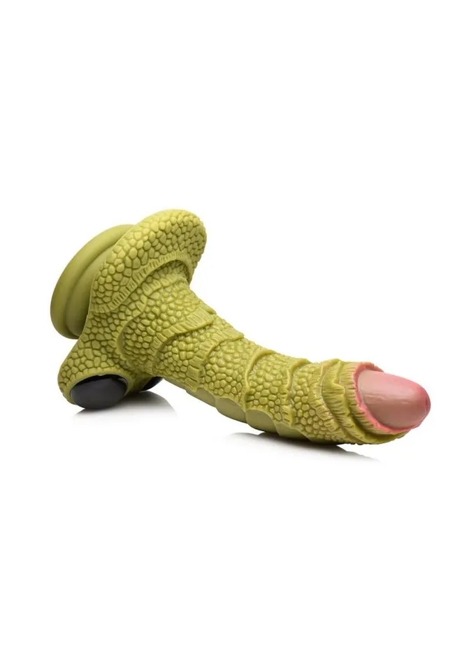 Dildos XR Brands Creature Cocks Swamp Monster Scaly Silicone Dildo GreenBlack