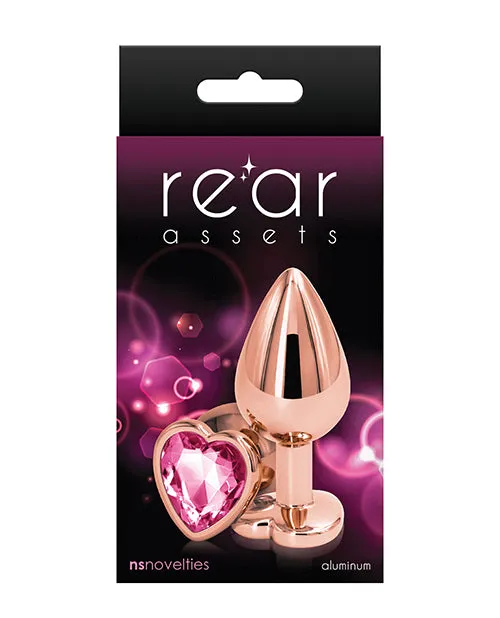 NS Novelties Rear Assets Rose Gold Heart Medium Pink Anal
