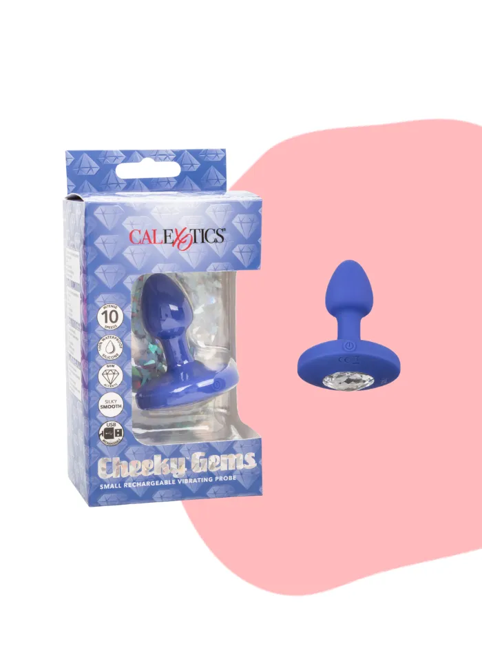 Cheeky Gems SMALL RECHARGEABLE VIBRATING Butt Plug Blue Cheeky Gems Anal