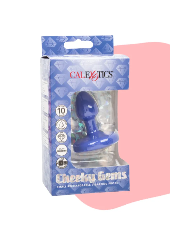 Cheeky Gems SMALL RECHARGEABLE VIBRATING Butt Plug Blue Cheeky Gems Anal