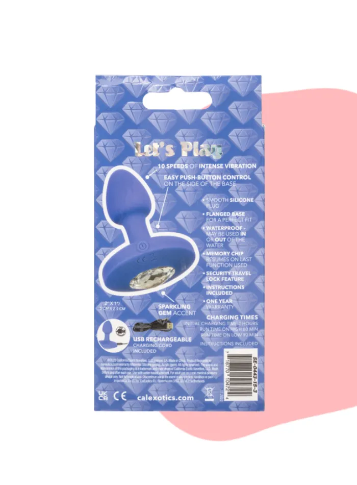 Cheeky Gems SMALL RECHARGEABLE VIBRATING Butt Plug Blue Cheeky Gems Anal