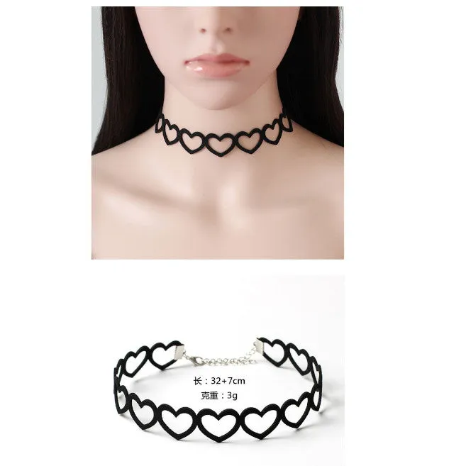Collars Leashes Bdsm Day Collar Black Hollow Out Or Solid Love Heart Choker Necklace House of Dasein Anal