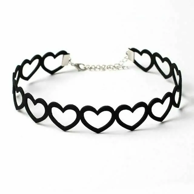 Collars Leashes Bdsm Day Collar Black Hollow Out Or Solid Love Heart Choker Necklace House of Dasein Anal