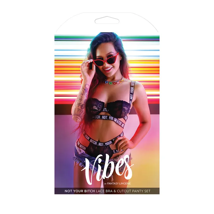 Fantasy Lingerie Vibrators Vibe Not Your Bitch BraPanty Black SM