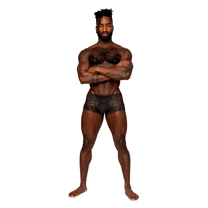 Male Power Couples Mp Sassy Lace Minishort Sheerpouch Blk S