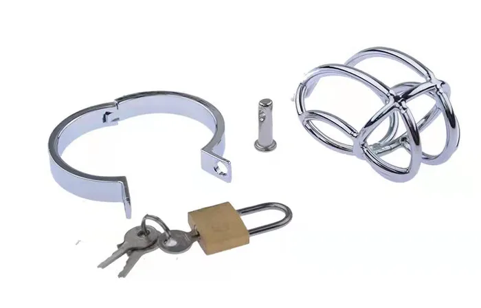 Male Sex Toys CHASTITY CAGE CO Captus Stainless Steel Locking Chastity Cage