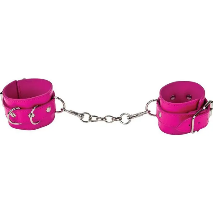 Ouch Restraints Leather Cuffs Pink