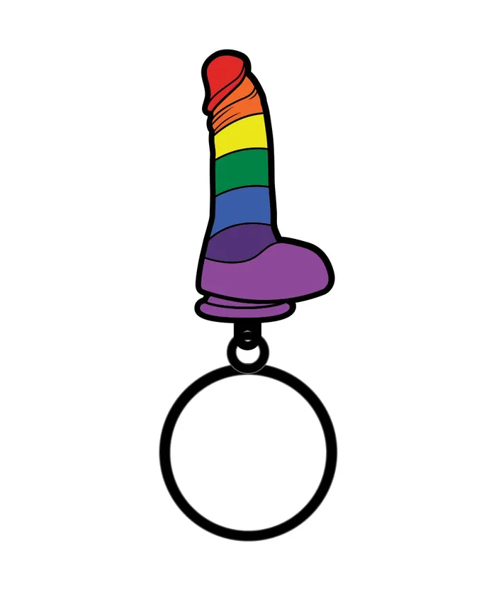 Rainbow Dildo Sex Toy Soft Enamel Adult Keychain WOOD ROCKET Dildos