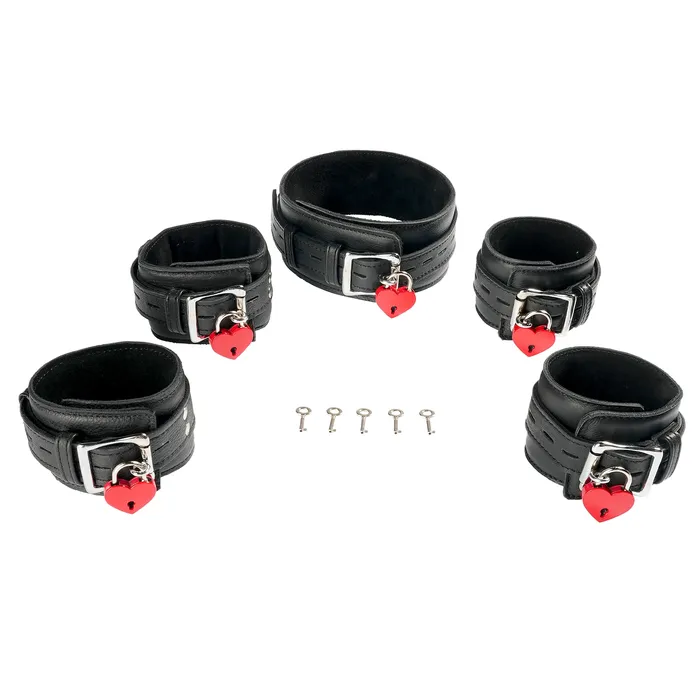 Restraints Kink Store 5 Piece Leather Collar Cuffs Set by Kink
