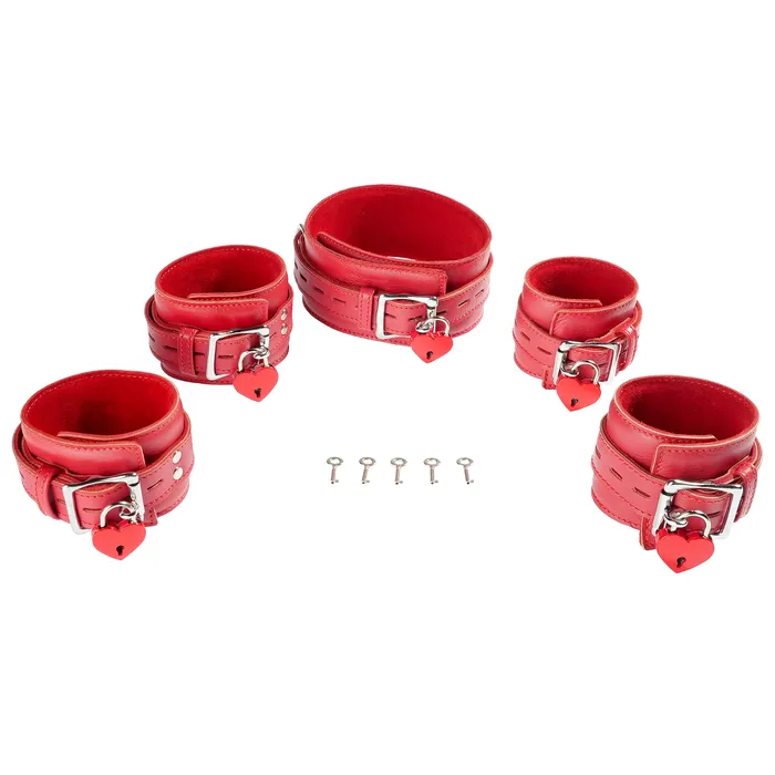 Restraints Kink Store 5 Piece Leather Collar Cuffs Set by Kink