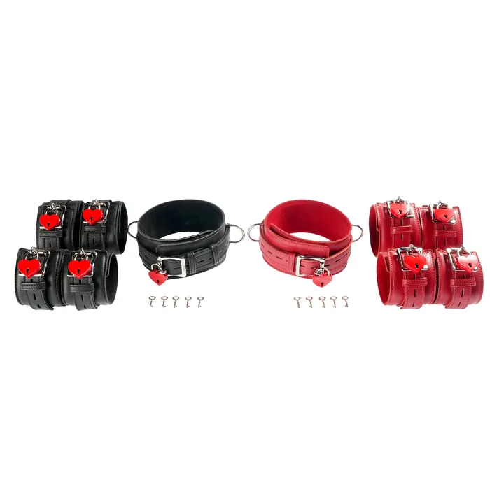 Restraints Kink Store 5 Piece Leather Collar Cuffs Set by Kink