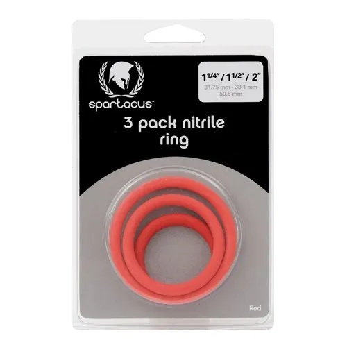 Spartacus Male Sex Toys Spartacus Nitrile Cock Ring Set Red