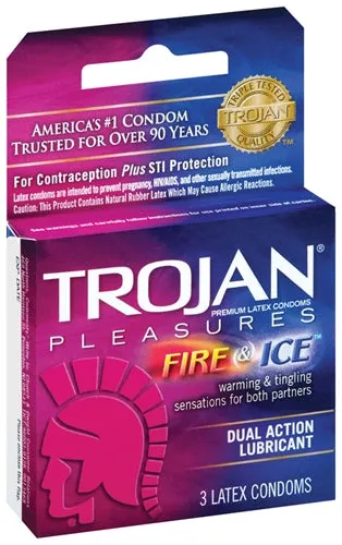 Trojan Fire And Ice Dual Action Lubricated Condoms 3 Pack Trojan Condoms Vibrators