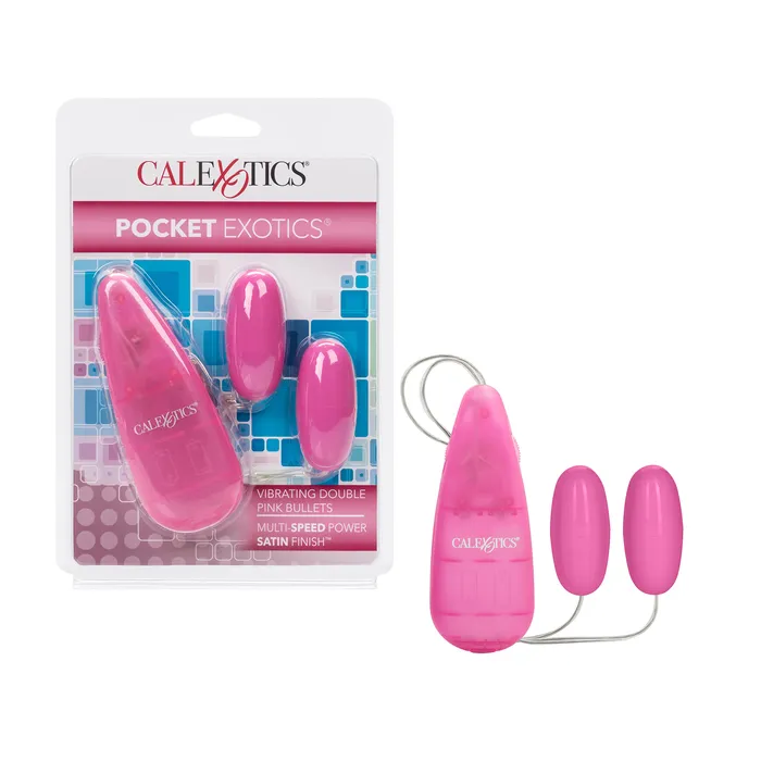 Vibrators California Exotic Novelties Pocket Exotics Vibrating Double Pink Passion Bullets Pink CalExotics
