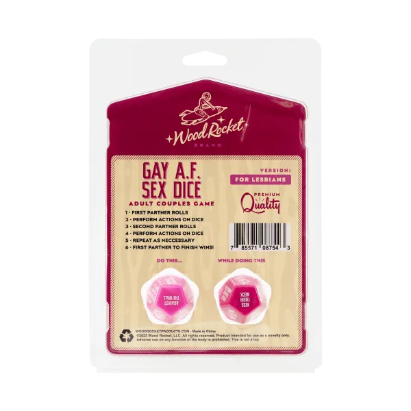 Wood Rocket Products Female Sex Toys Wood Rocket Gay AF Sex Dice For Lesbians Gay Men
