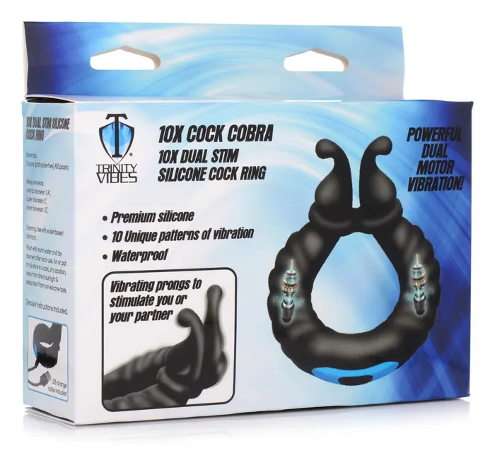 XR Brands Male Sex Toys Trinity Cobra Dual Stimulation Silicone Cock Ring