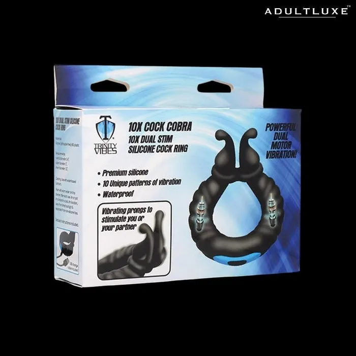 XR Brands Male Sex Toys Trinity Cobra Dual Stimulation Silicone Cock Ring
