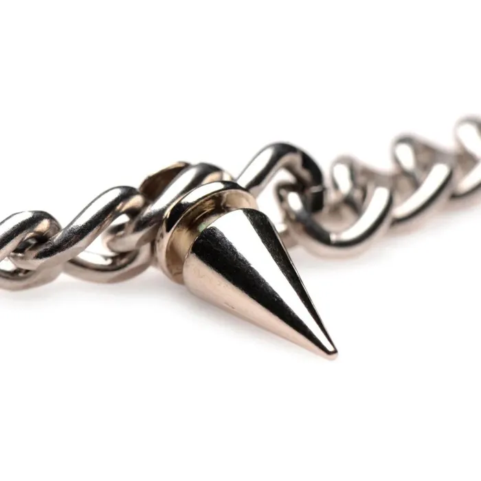 XR Brands Master Series Punk Spiked Necklace Silver Anal