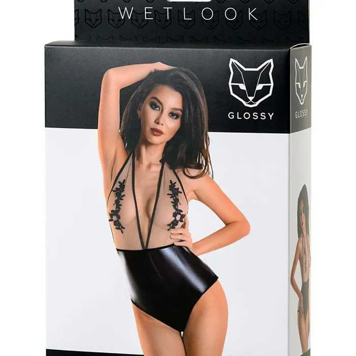 Anal Glossy Glossy Wetlook Bodysuit Kiara Large Black
