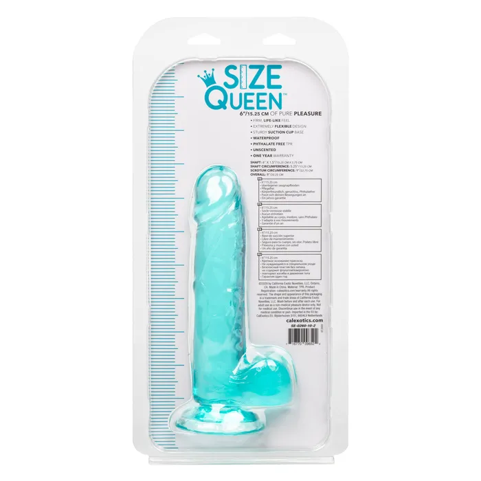 CalExotics Calexotics SIZE QUEEN Flexible Dildo with Suction Cup 6 inch Turquoise Blue Anal