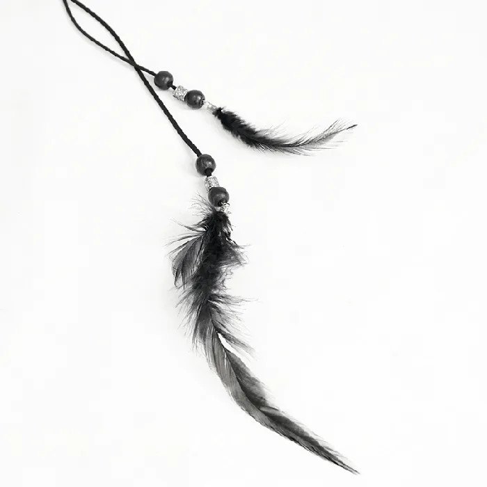 Gothic Black Mesh Splice Flared Pants with Feather Pendant EVEs SECRETS Anal