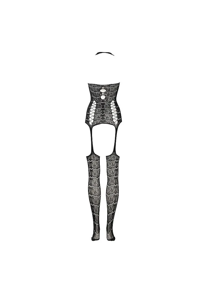 Le Desir Bliss Lingerie Bodystockings Playsuits Le Desir Bliss Lingerie OPAQUE LACE SUSPENDER BODYSTOCKING Black