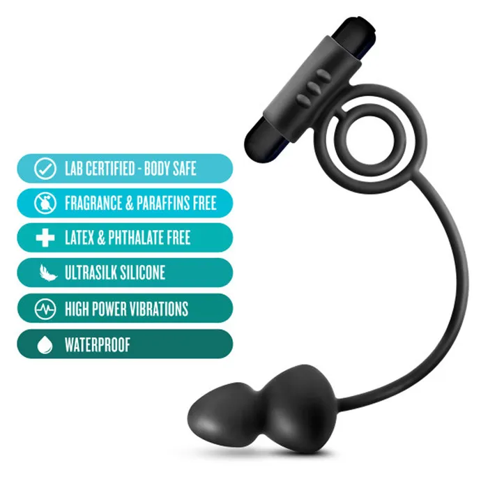 Male Sex Toys Blush Novelties Anal Adventures Platinum Silicone Anal Plug With Vibrating CRing Black Male Sex Toys Blush Novelties Anal Adventures Platinum Silicone Anal Plug With Vibrating CRing Black