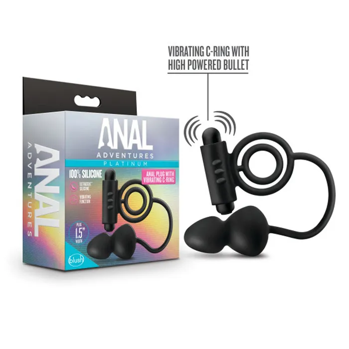 Male Sex Toys Blush Novelties Anal Adventures Platinum Silicone Anal Plug With Vibrating CRing Black Male Sex Toys Blush Novelties Anal Adventures Platinum Silicone Anal Plug With Vibrating CRing Black