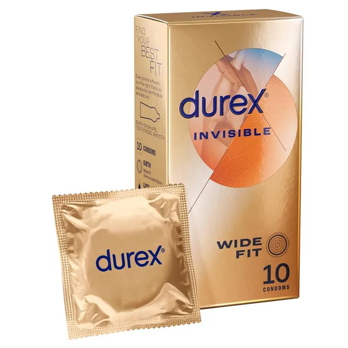 Male Sex Toys Durex Durex Invisible WIDE FIT Condoms 10 Pack