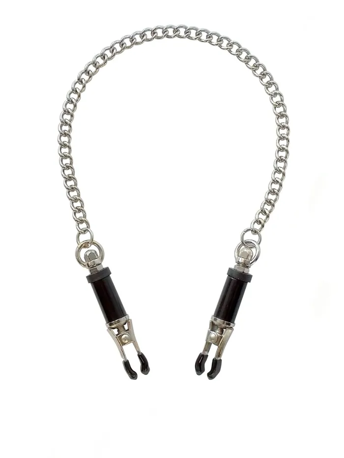 Male Sex Toys Scandals Adult Store Adjustable Barrel Nipple Clamps with Chain Stainless Steel and Rubber Coated Tips Male Sex Toys Scandals Adult Store Adjustable Barrel Nipple Clamps with Chain Stainless Steel and Rubber Coated Tips