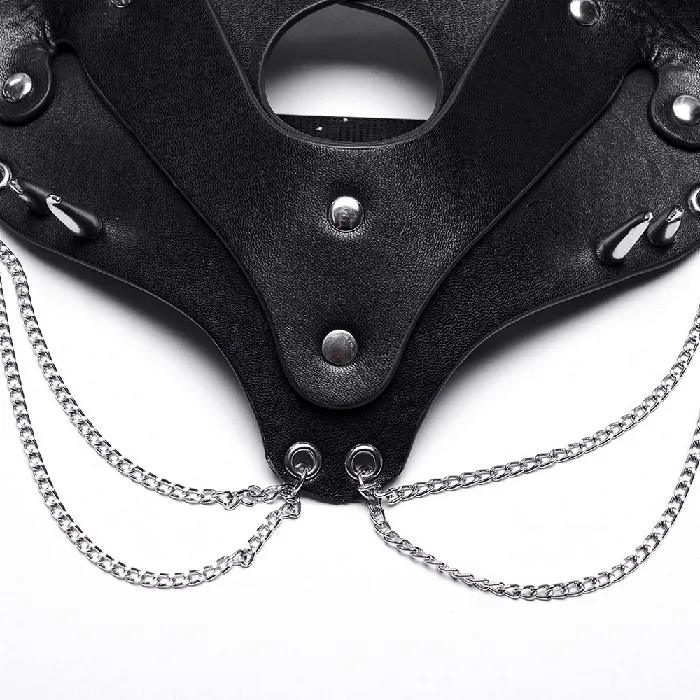 Male Sex Toys Stylish Fox Mask in Faux Leather with Studs and Chains EVEs SECRETS