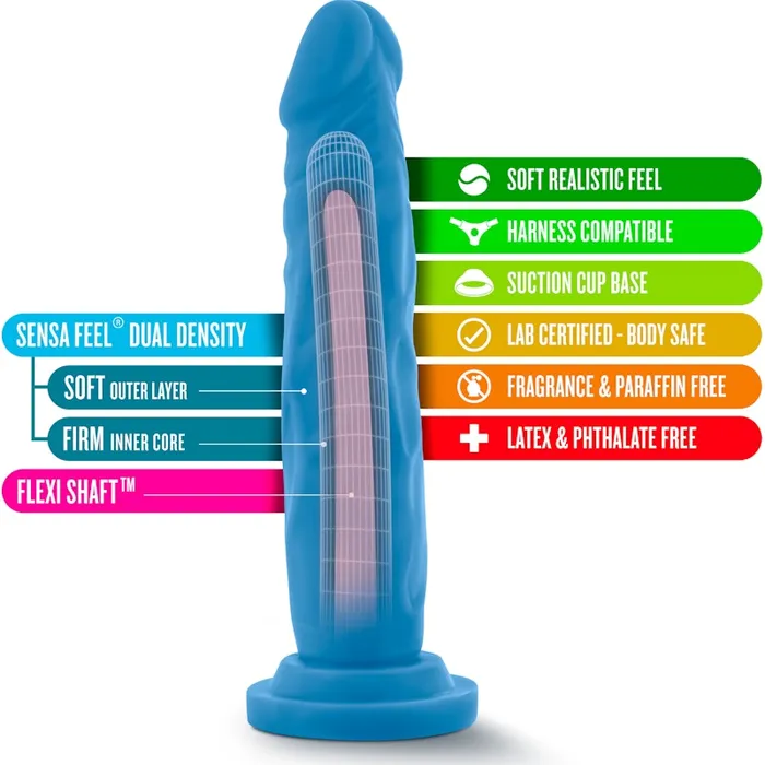 Neo Dildos Neo Dual Density Cock 75in Neon Blue