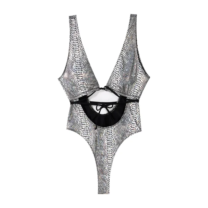 OnePiece Stage Performance Costume Sexy Snakeskin Print Sleeveless Women Bodysuit EVEs SECRETS Male Sex Toys