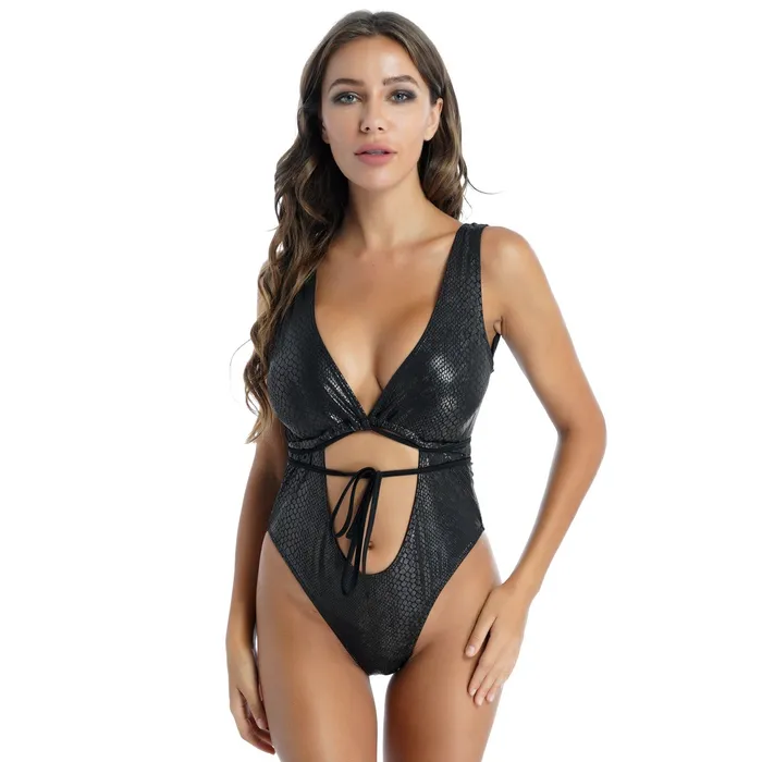 OnePiece Stage Performance Costume Sexy Snakeskin Print Sleeveless Women Bodysuit EVEs SECRETS Male Sex Toys