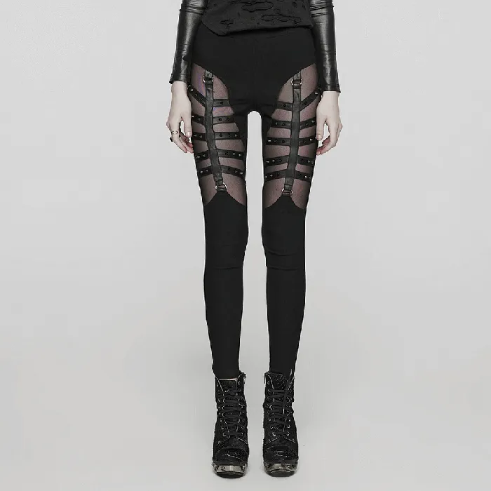 Punkinspired Studded Black Mesh Panel Leggings EVEs SECRETS Anal