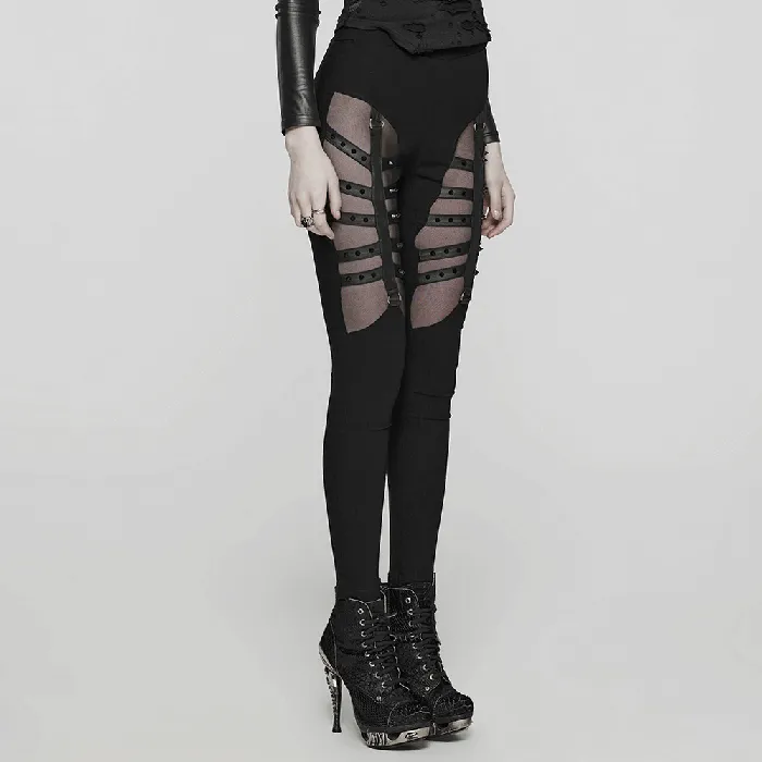 Punkinspired Studded Black Mesh Panel Leggings EVEs SECRETS Anal