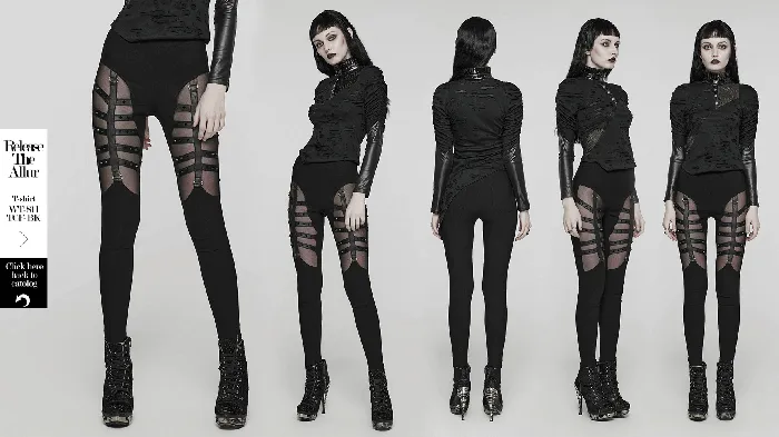 Punkinspired Studded Black Mesh Panel Leggings EVEs SECRETS Anal