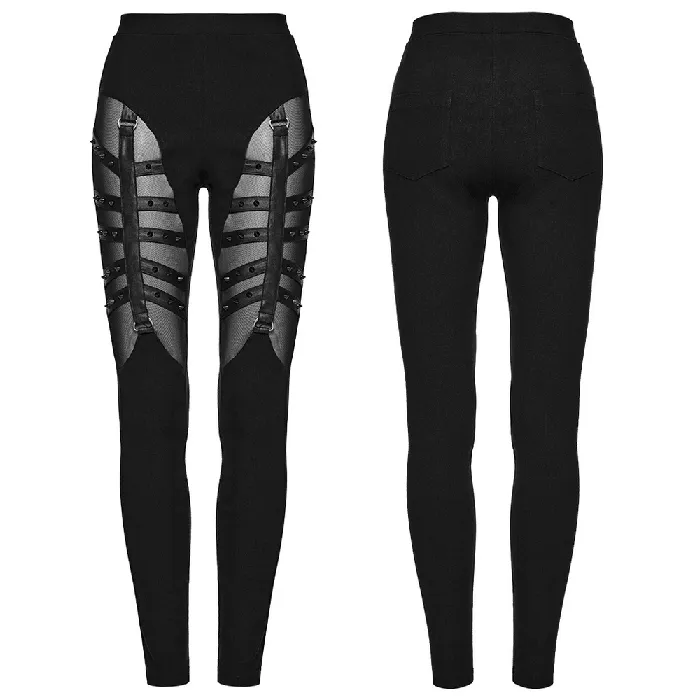 Punkinspired Studded Black Mesh Panel Leggings EVEs SECRETS Anal